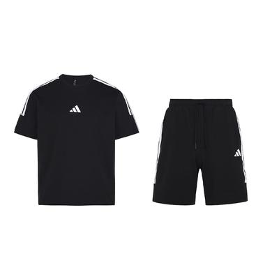 U Tracksuit Crew Neck Pullover Three Stripes Short Sleeve T-Shirt Comfortable Mid-Waist Drawstring Shorts Casual Sports Set KX0521