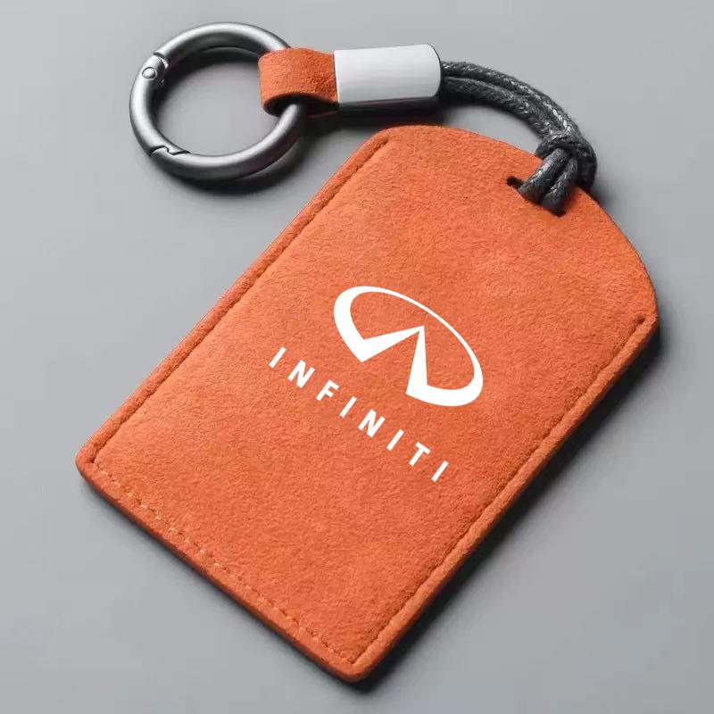 Suede Leather Car NFC Card Key Cover Fob Case Protector Holder Shell Auto Keychain For Infiniti Q50 G37 QX70 FX35 Q60 Q30 QX60 xs2