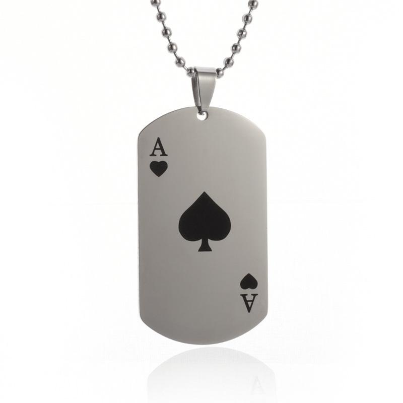 

Модный Классический Мужской Кулон из Нержавеющей Стали в Виде Покерной Карты Пики Черви Простой Праздничный Кулон Ожерелье Ювелирное Украшение