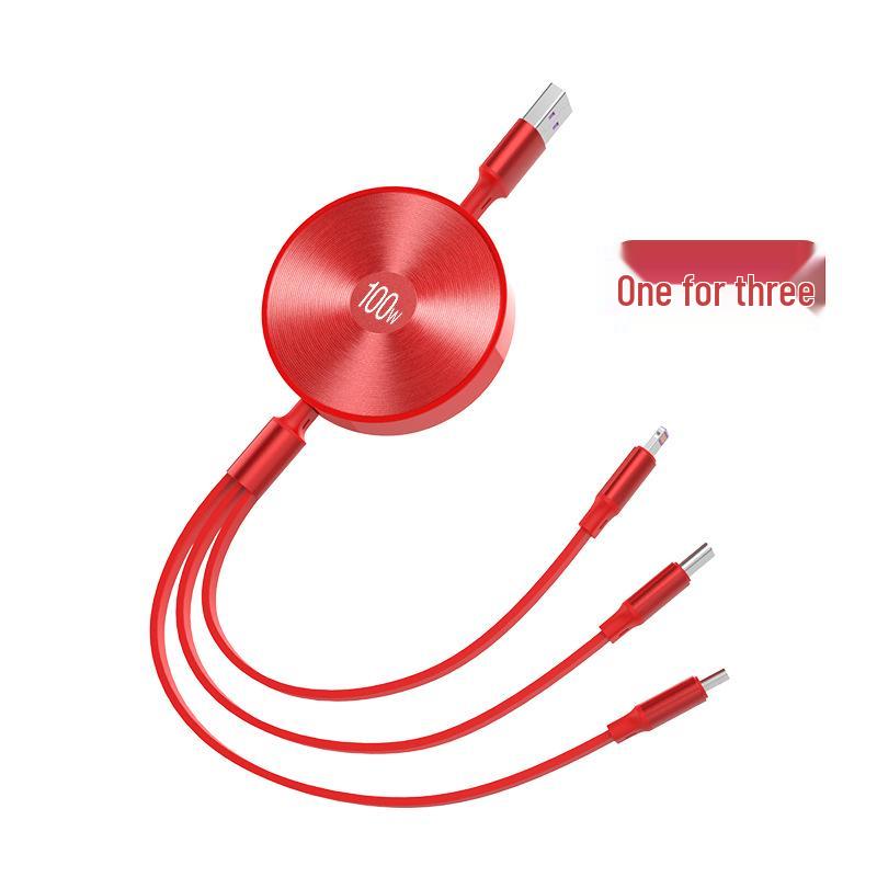 3-in-1 100W Fast Charging Cable, Compatible with Apple and Huawei, 6A Single Pull Design
