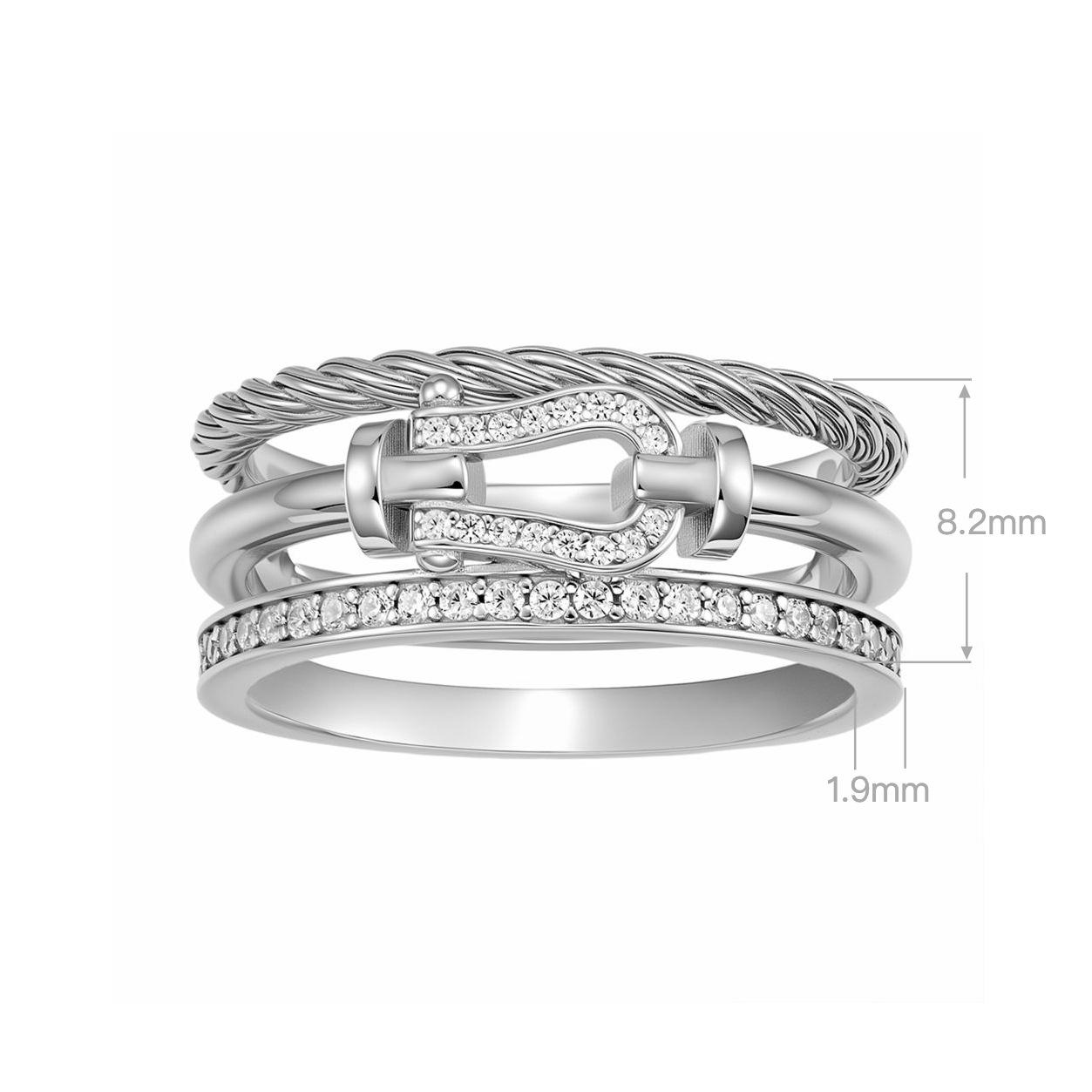 

Gold-Plated 925 Sterling Silver Three-Ring Horseshoe Buckle Ring for Men & Women – Elegant Couple s Index Finger Ring Size 17 платиновий