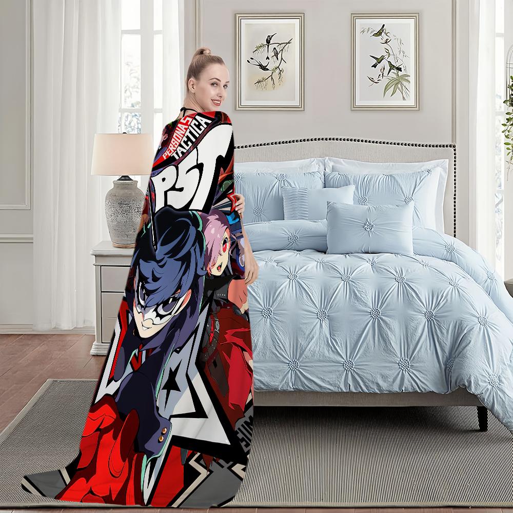 Game Cool 5 Cute Blanket Plush Nap Sofa Rug P-Persona for Living Room Warm Office Bedroom Birthday Home Travel Kid Gifts