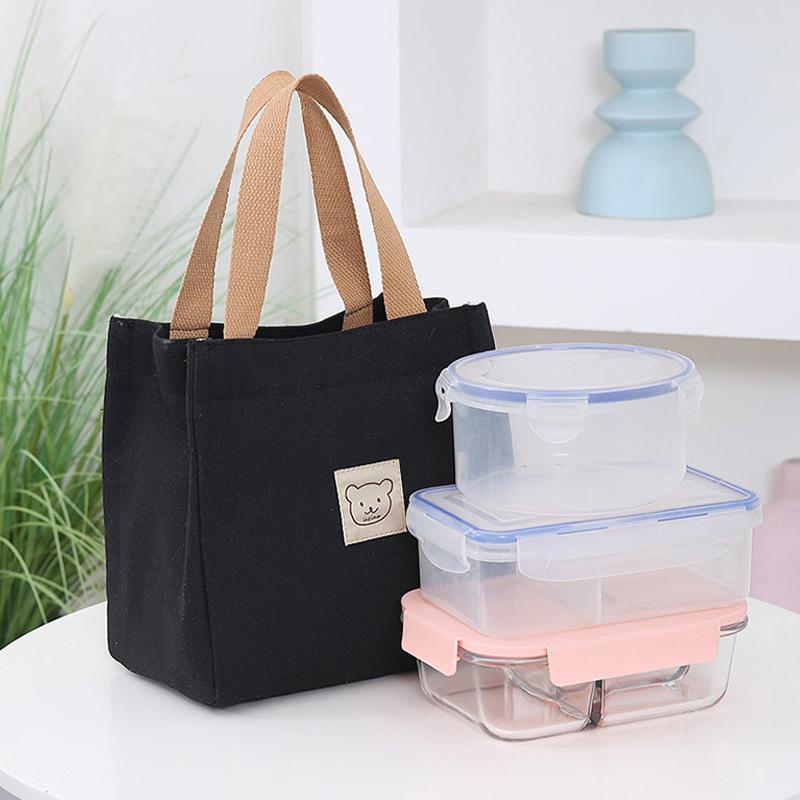 Fashionable Canvas Bag Handbag Bento Lunch Box Small Cloth Bag Hand Held