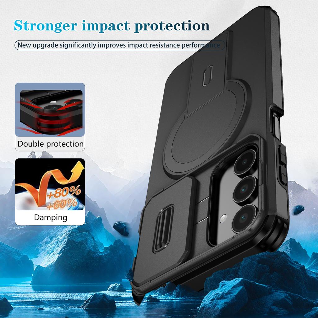 Magnetic Folding Stand Armor Case For Samsung Galaxy A16 A26 A36 A56 S25 S24 Slide Camera Protect Kickstand Shockproof Cover