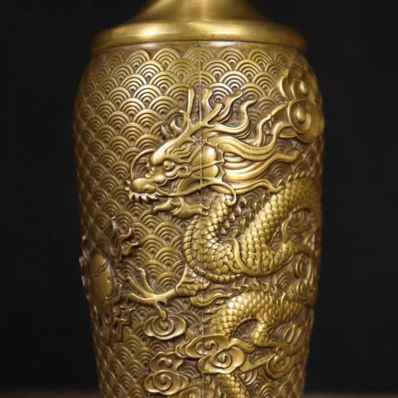 Brass Fish Leaping Over The Dragon Gate Pair Home Decor Housewarming Opening Gift Entrance Ornament Copper Vase