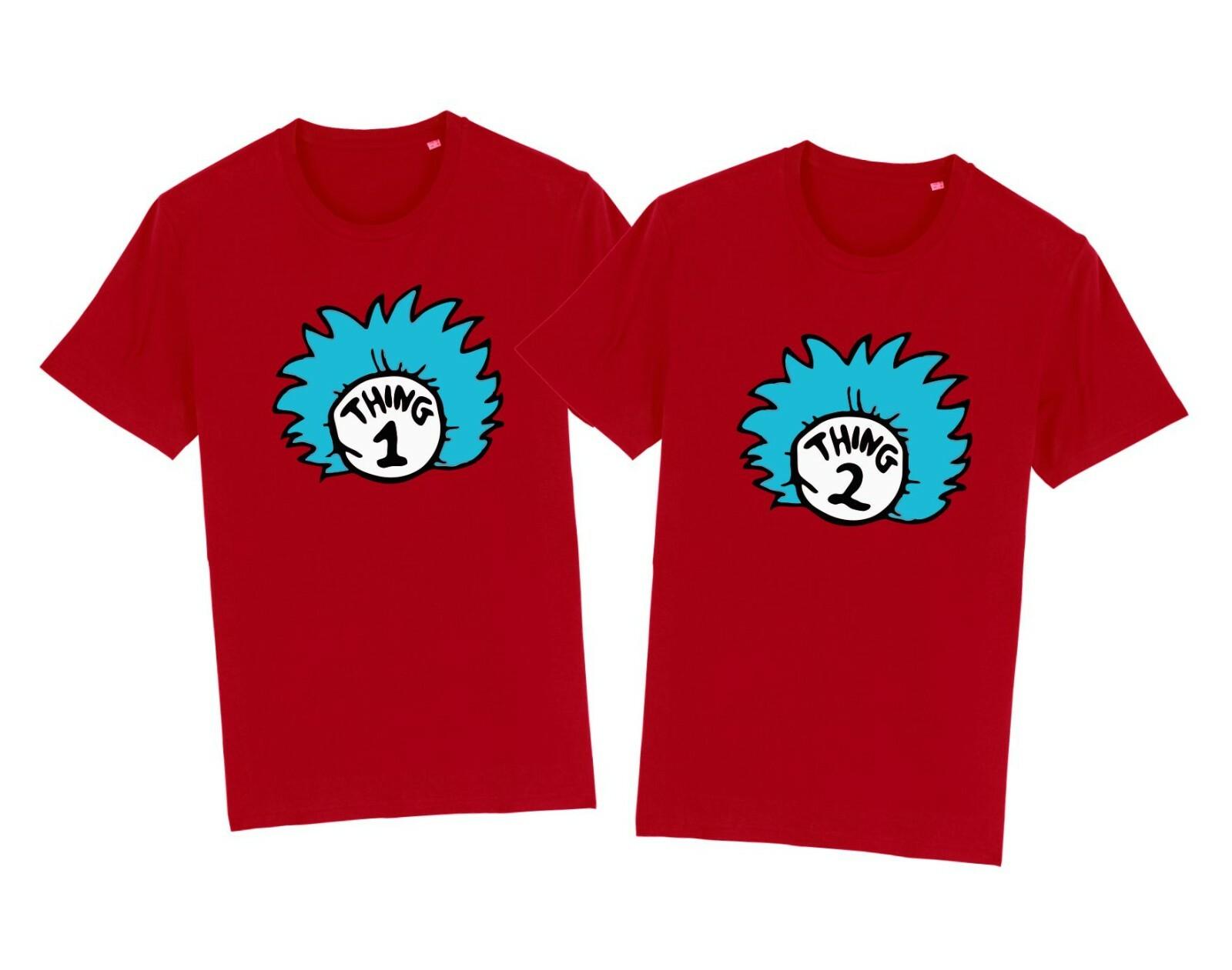

THING One THING Two Couples Matching Costume T-Shirt Mens Womens Tees Top Funny Cat Twins Dr. Seuss S
