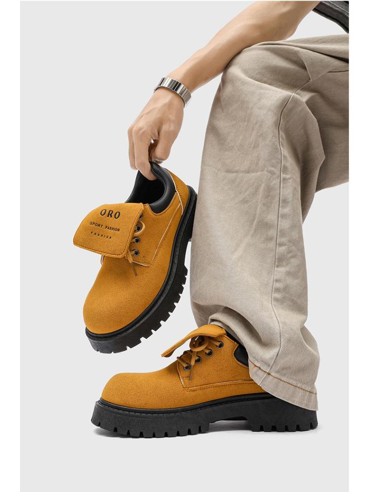 Men's 2025 Derby Boots Low Top Workwear Shoes Chunky Sole Suede Leather Breathable Comfortable Non-Slip Vintage Style Shoes