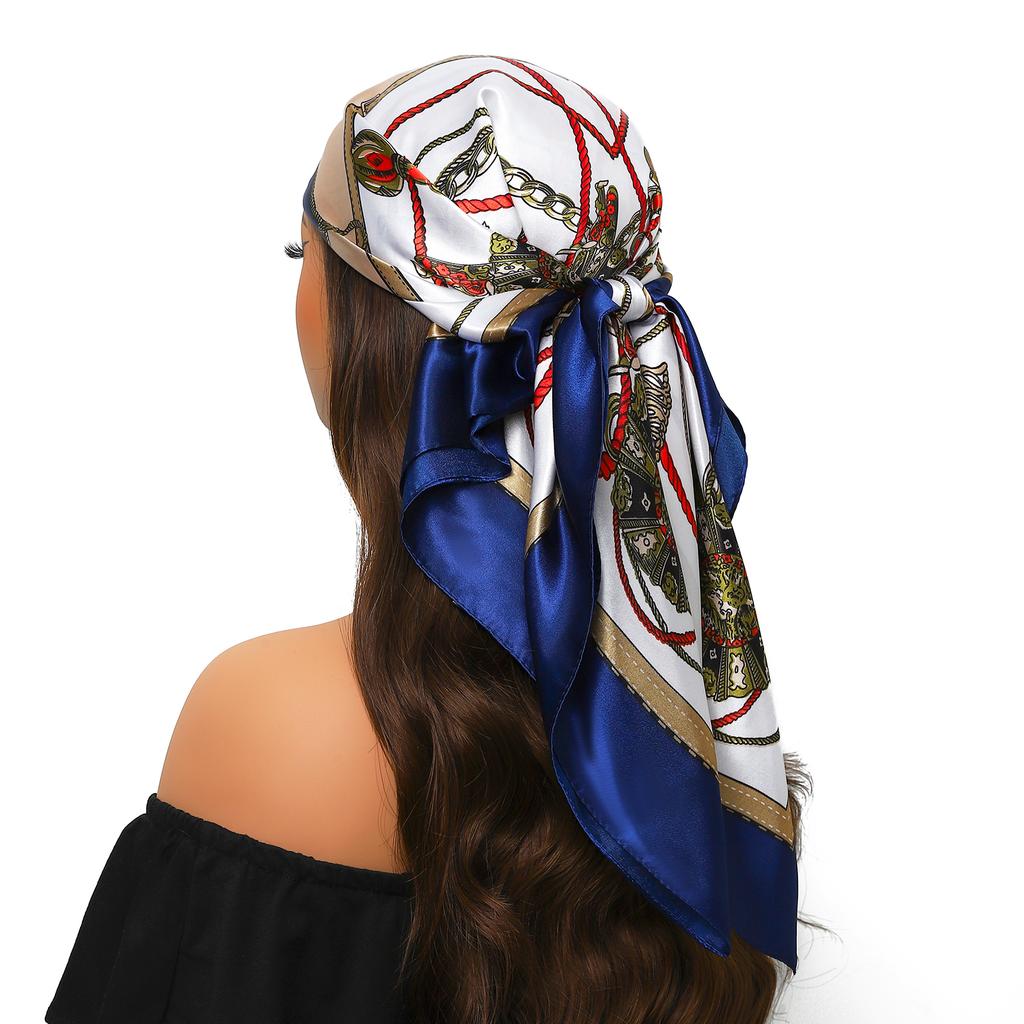 Silk Scarves Women Luxury Brand Summer Fashion Designer Head/Hair Scarf 90*90cm Hijab Bandana Cheveux Foulard Femme 90X90CM