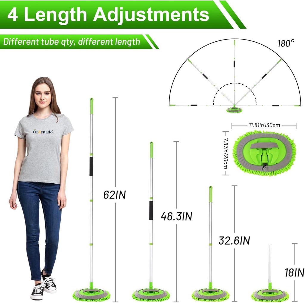 62-Inch Detachable Chenille Car Wash Brush Mop