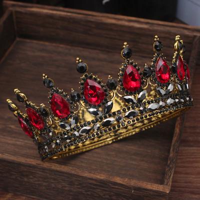 Vintage Kristalltiaror och Kronor Drottning Kung Skönhetstävling Barock Diadem Kvinnor Män Huvudsmycke Bröllop Brud Hårsmycken Tillbehör