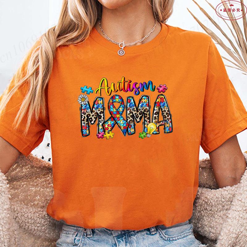 Autism Mamma T-shirt för Kvinnor Medvetenhet Neurodivers Mamma Sommar Kortärmade T-shirts Autismstöd Harajuku Estetiska Toppar