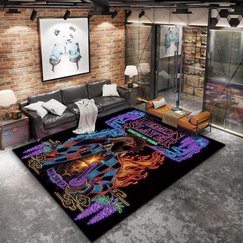Tappeto Demon Slayer per Soggiorno Camera da Letto Casa Decorazione Divano Gioco Bambini Tappetino Antiscivolo per Pavimento
