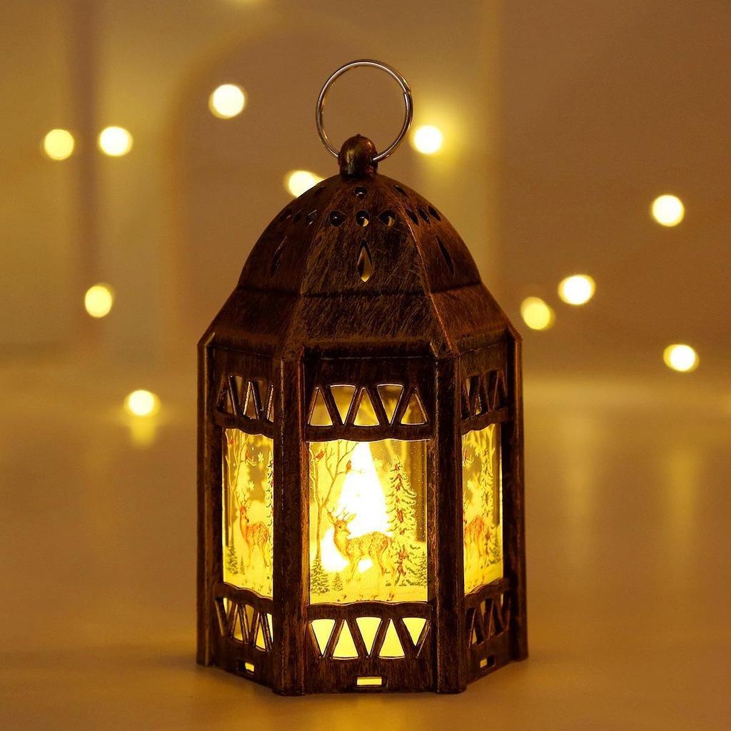 1 PCS Vintage Candle Lamp Christmas LED Night Lights Battery Powered Indoor Outdoor Hanging Lanterns Festive Party Decor