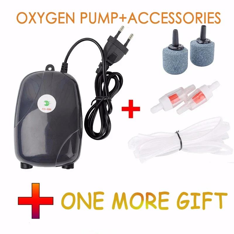 220V 3W 5W Aquarium Air Pump Fish Tank Mini Compressor Single Double Outlet with Check Valve Tube Aquatic Accessories