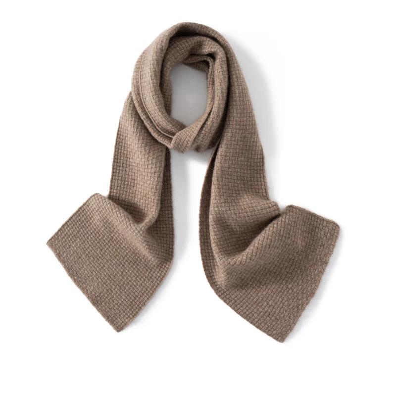 Solid Color 100% Cashmere Thickened Knitted Mid-Length Scarf Winter Fashionable Warm Unisex Scarf for Couples Festival Gift