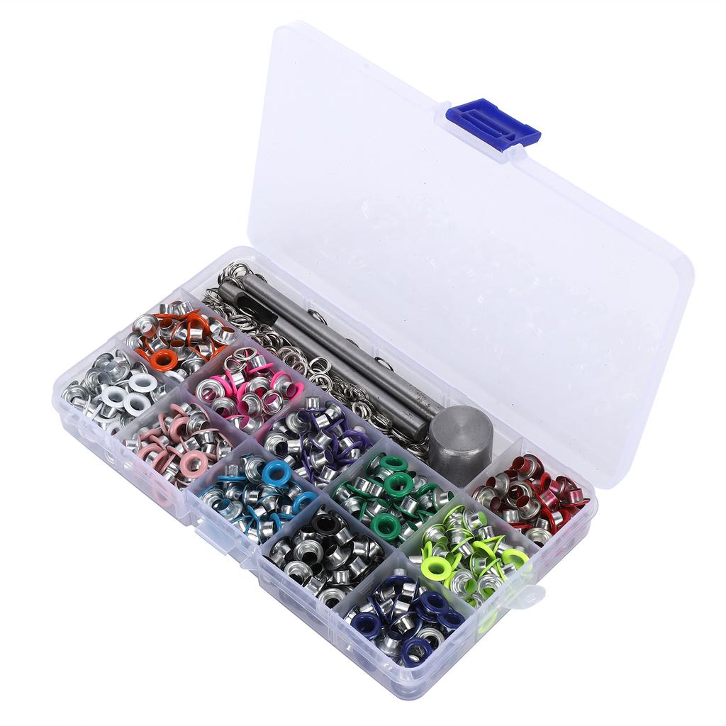 Eyelets Set Grommets Kit Boxed MultiColor Hollow Rivet DIY Project Craft Metal Tool KQ201