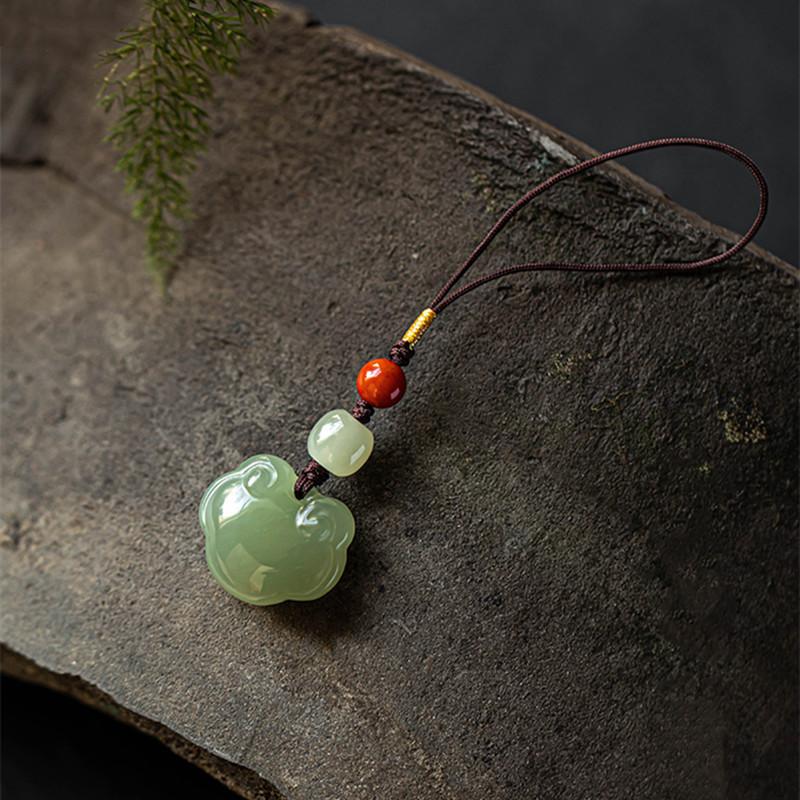 Hetian Jade Ruyi Mobile Phone Pendant DIY Artistic Short Mobile Phone Pendant for Women U Simple Wall Hanging Decoration