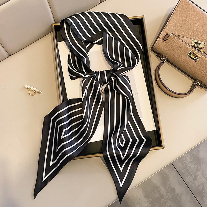 Korean Polka Dot Skinny Scarf: Imitation Silk Spring/Summer Neck Scarf & Headband Tie for Women