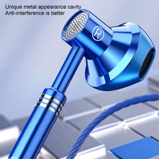 Wired Earbuds Ergonomic Heavy Bass In-ear 1.2m Metal 3.5mm Wire Control Earphones for Music