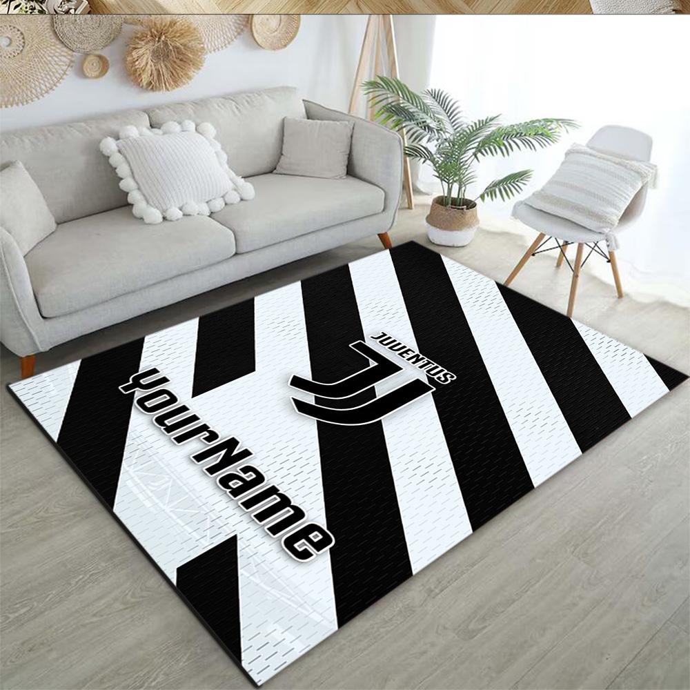Juventus Customized Name Floor Rug Office Rug Design for Balcony Living Rooms Kitchen Entryway Antislip Carpet Anime Office Decor