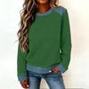 Damen Jeanskragen Patchwork Nähte Sweatshirt Lässig Pullover Langarmshirts