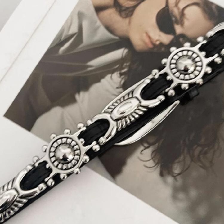 Female Belt Decorative Thin Waist Belt Black Leathers Belts for Dress Jeans
