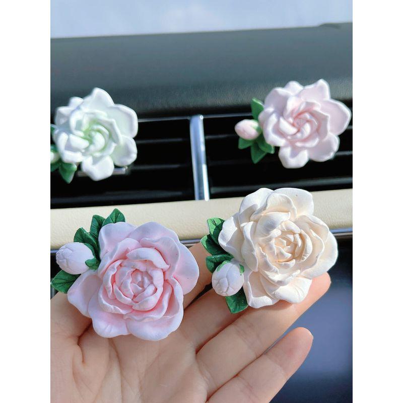 Jasmine Car Air Freshener for Air Conditioning Vent, Gardenia Car Perfume Decoration, Flower Aroma Diffuser Stone