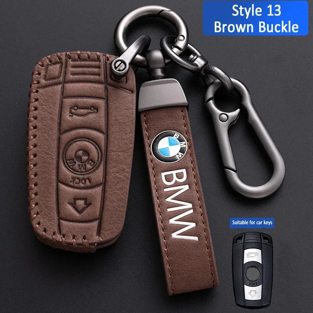 2025 Leather Car Key Case Keychain Holder Protector Cover For BMW E90 E60 E70 E87 1 3 5 6 Series M3 M5 X1 X5 X6 Z4 Bag Auto