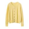 Women's 100% Pure Cashmere Loose Round Neck Cardigan - Autumn/Winter Fashion Solid Color Knit Sweater.