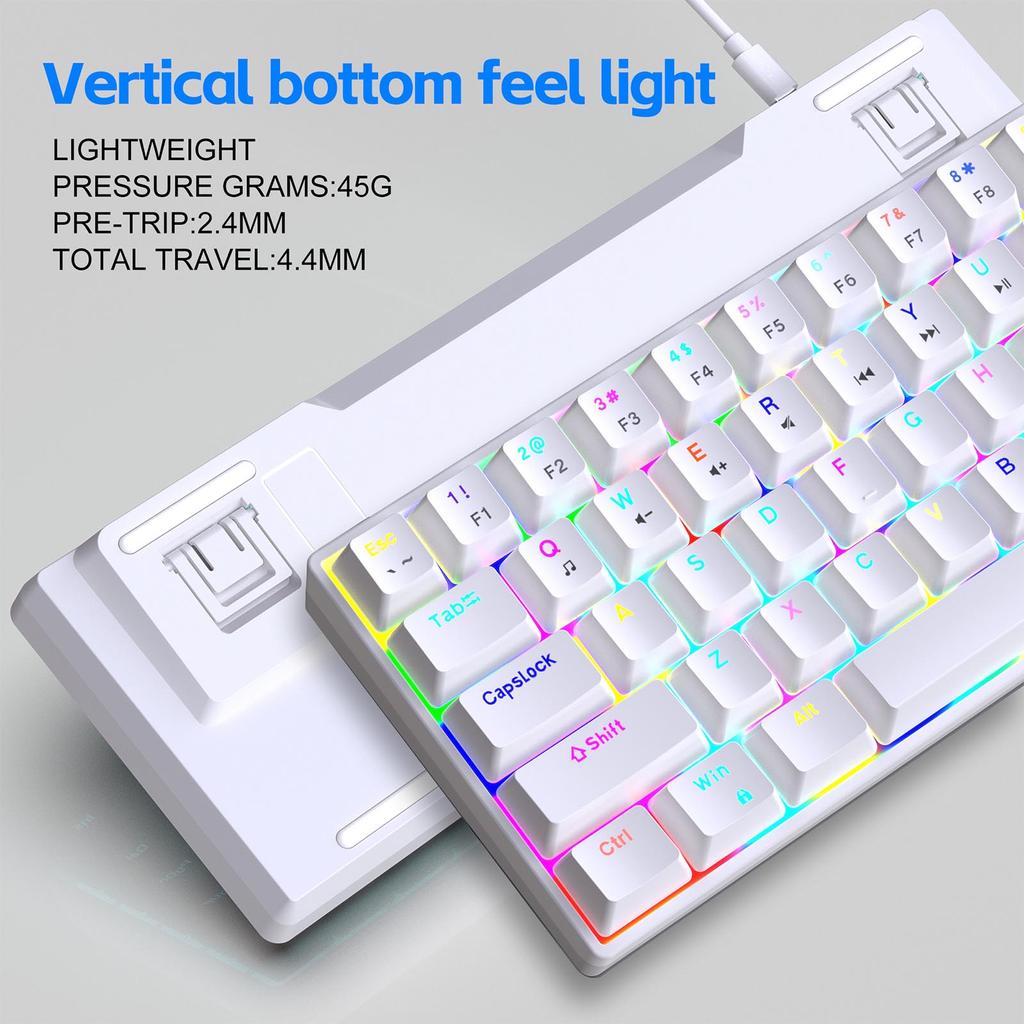 68 Keys Wired Mechanical Keyboard RGB Backlit Hot-Swappable Compact Design for   Gaming