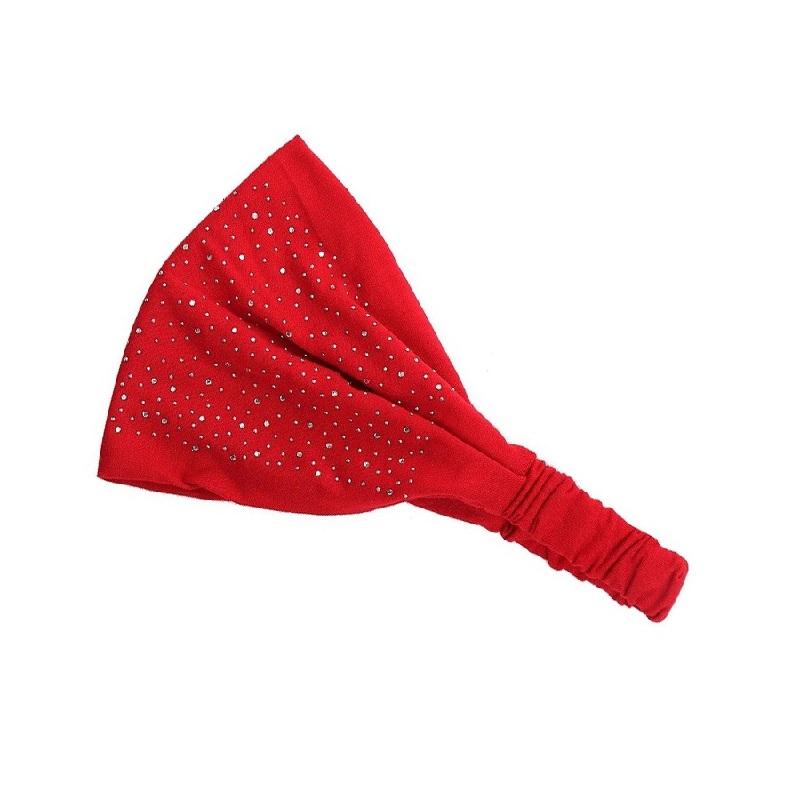 Einfarbiger Strass breiter Rand hinten elastisches Stirnband für Damen