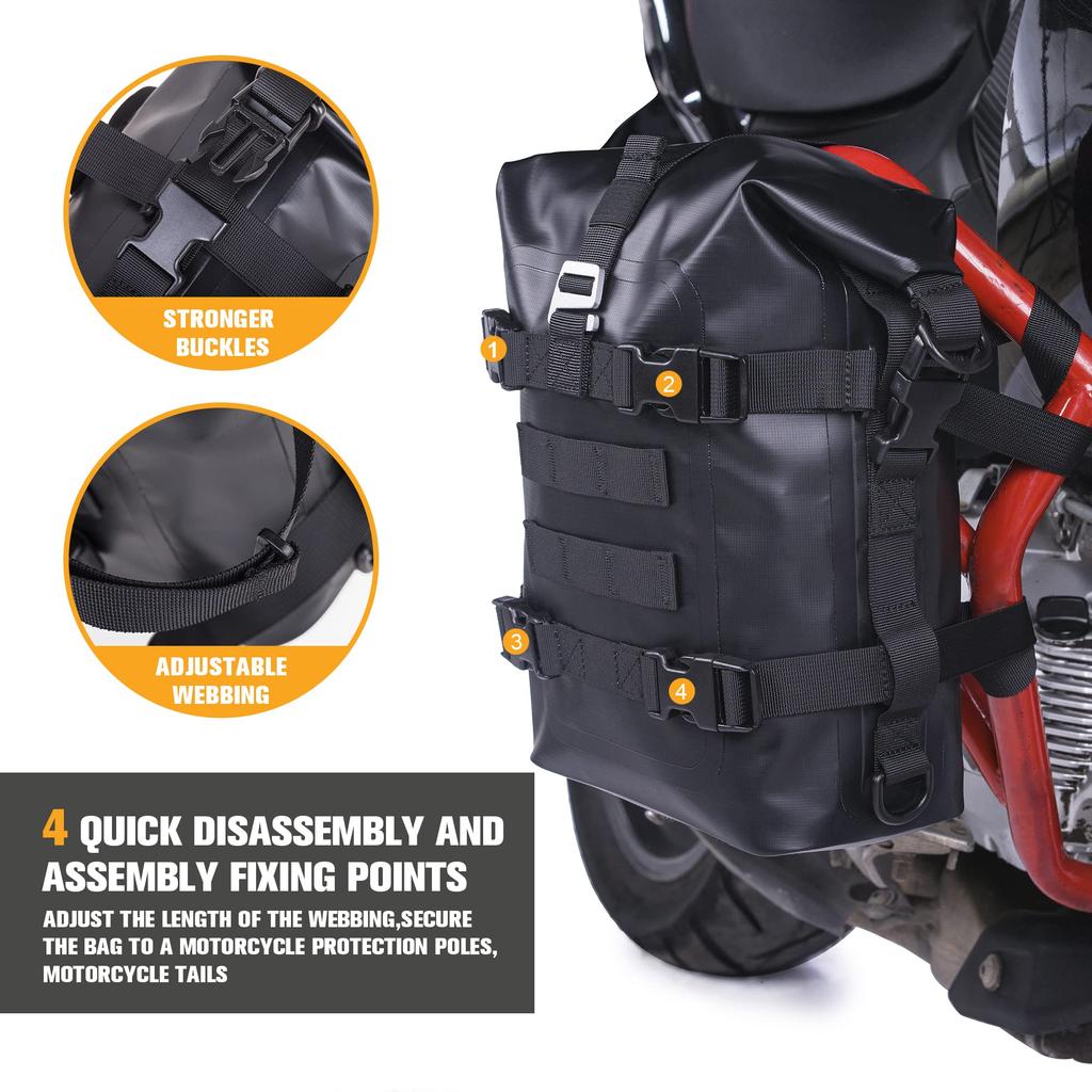 WILD HEART Roller Bumper Fully Quick Easy Waterproof Bag Bag, 8L, Waterproof, Installation, Cleaning, Multi-Function (Black)