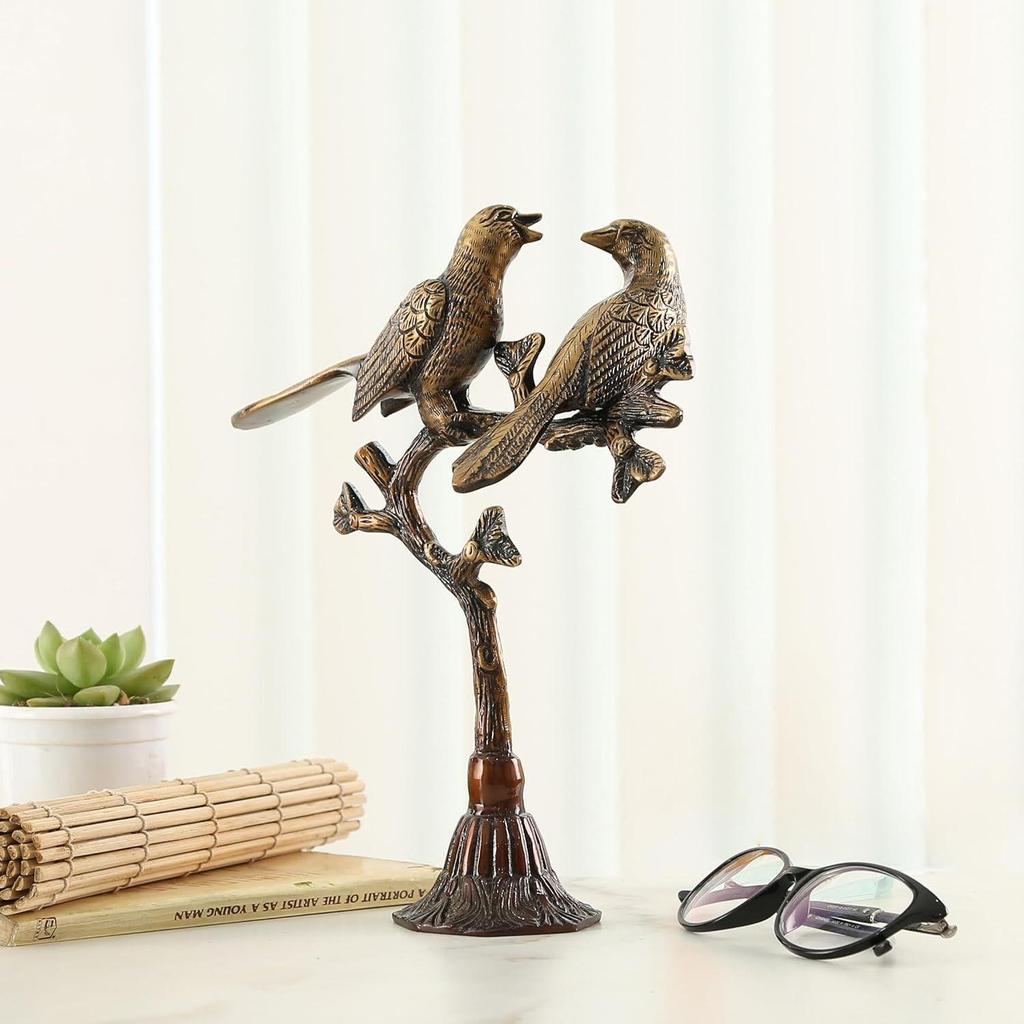 Brass Love Birds on Tree Showpiece for Home Decor, 9 Inches, Home Decor Show Piece, Figurines for Home Decor, Home Decor Artifacts