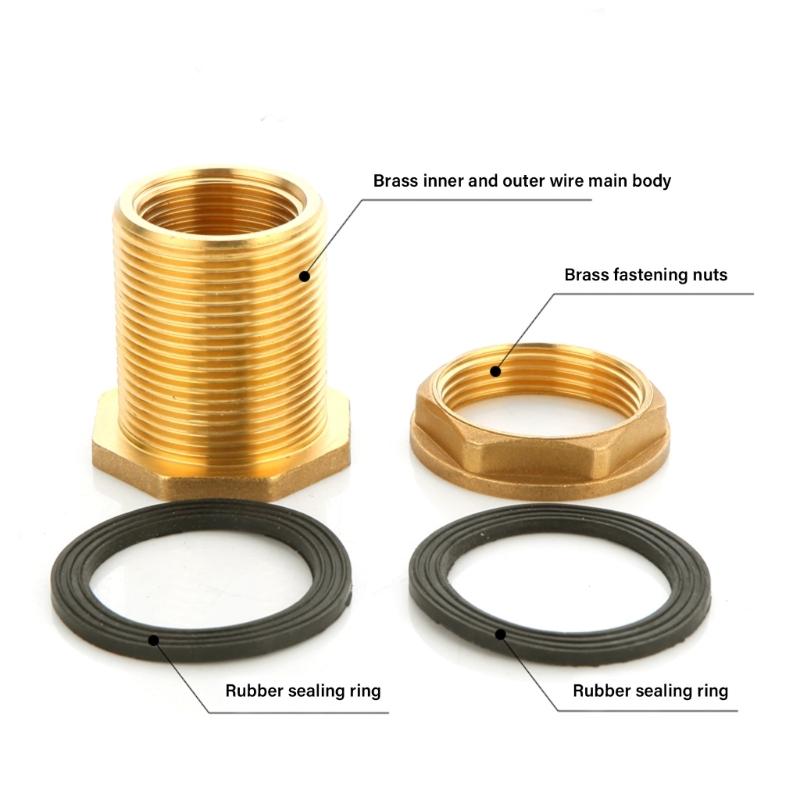 1/2 Stück Messing Gewindeverbindungsstücke Mit Gummidichtungen G3/8" x G1/2" Für Regentonnen Tanks Und Behälterinstallationen