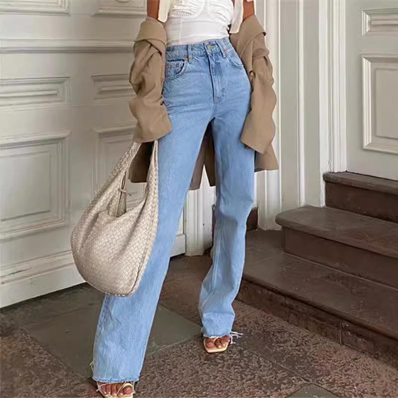 Dark European And American Style Slimming Floor Mopping Jeans Autumn Women'S Clothing New Sexy High Waisted Denim Pants