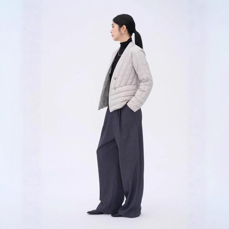 Womens Lightweight Short Down Vest V-Neck White Duck Puffer Inner Layer Slim Fit Warm Outerwear