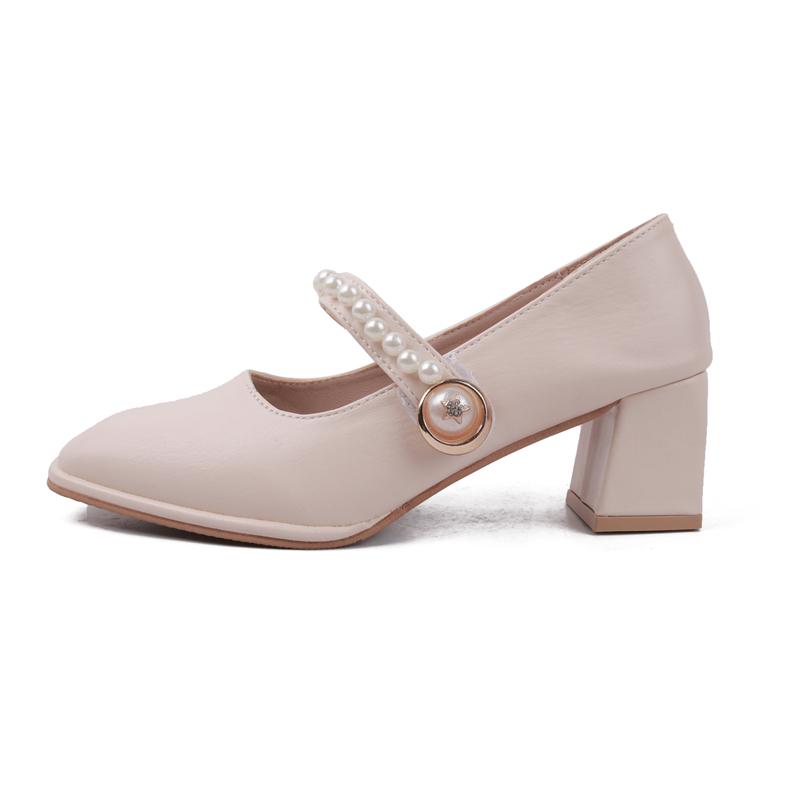 Fashion 2025 New Style Spring Autumn Vintage Dress High Heels Women's Shoes Fashion Style Mary Jane Shoes Rubber Sole