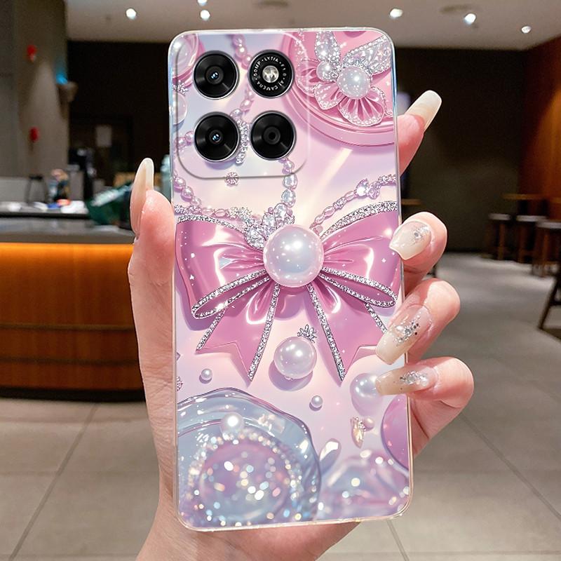 Phone Case For Motorola Moto G67 / Moto G77 Capa Coque Butterfly Bow Protective Casing Transparent Soft Silicone TPU Cover Funda