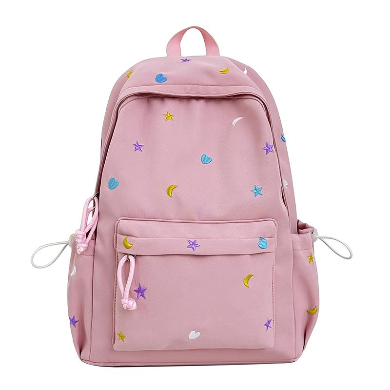 Large Capacity Student Schoolbag Women's Embroidered Computer Backpack Lightweight Backpack