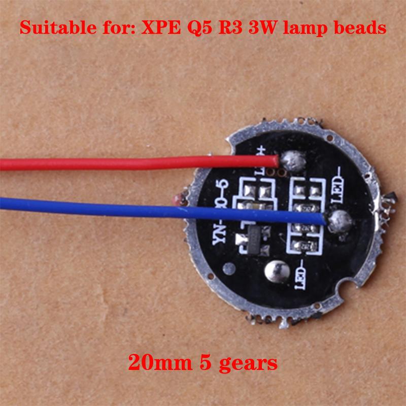 

1/3/5-режимный светодиод Q5 Xpe R3 3 Вт Светодиодный драйвер Постоянный ток 3,7 В Для чипового освещения Трансформаторы Перезаряжаемая плата драйвера фонарика 17mm 5Mode