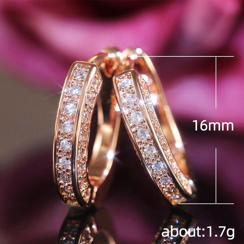 U-Shaped Geometric Zircon Ear Buckle, Super Flash Full Diamond Earrings Ear Buckle Women
