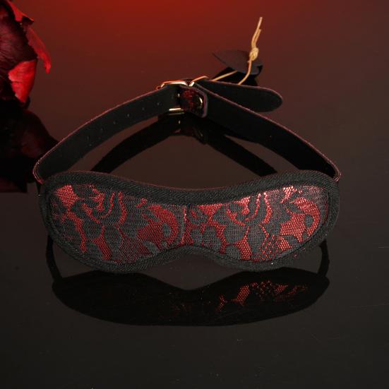 Lace BDSM Blindfold with Adjustable Strap Red Black Eye Mask for Sensory Deprivation Soft Inner Lining Intimate Accessory for Couples Role Play