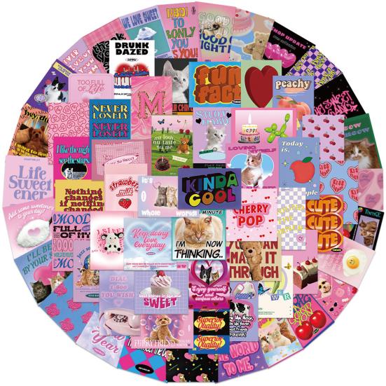 

65 Pcs/Set Luggage Stickers Multi Patterns Self-adhesive Great Stickiness Vintage Waterproof Decorative Tear Resistant Versatile Funny 1 Set