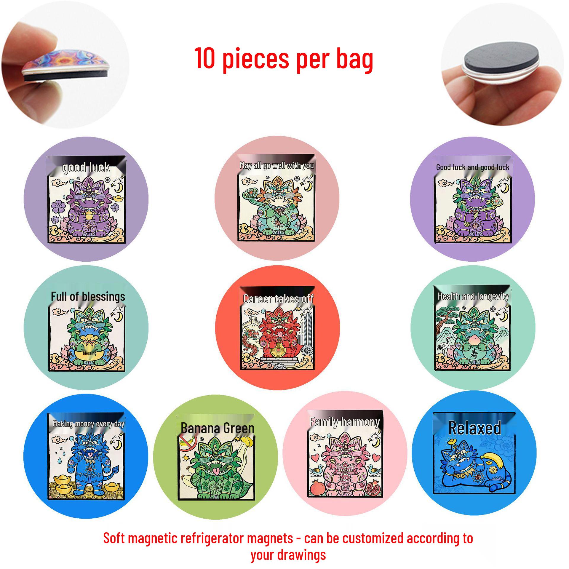 

Colorful Cartoon Yunnan Cat Tile Magnet – Crystal Glass Refrigerator Sticker Set of 10 Refrigerator Magnets, 50mm (SJB377)