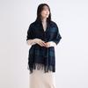 Moonbat miel Cashmere Cashmere Check 60cm Wide x 190cm Warm for Gift for Cashmere Navy 100% Scarf, Women's, Washable, Large, Thick, Stole, Pattern,