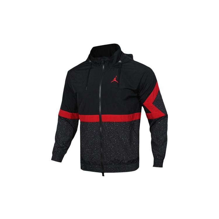 Air Jordan Diamond Cement Jacket Running Training Sports Hooded Jacket Black Red Men s AR3243-010 M