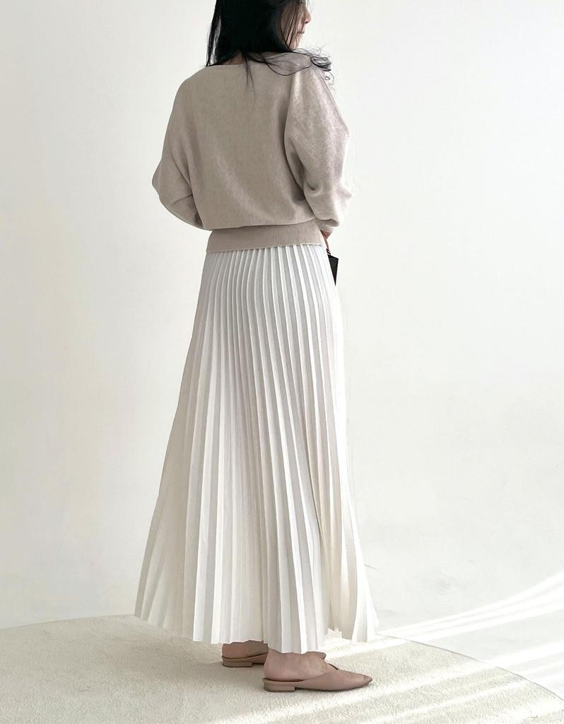 Indicoco Long Pleated Beautiful Elastic Flared Slimming Effect Women's Skirt, Flattering, Silhouette, Waist, Skirt, Spring, Summer, Fall, Lightweight,