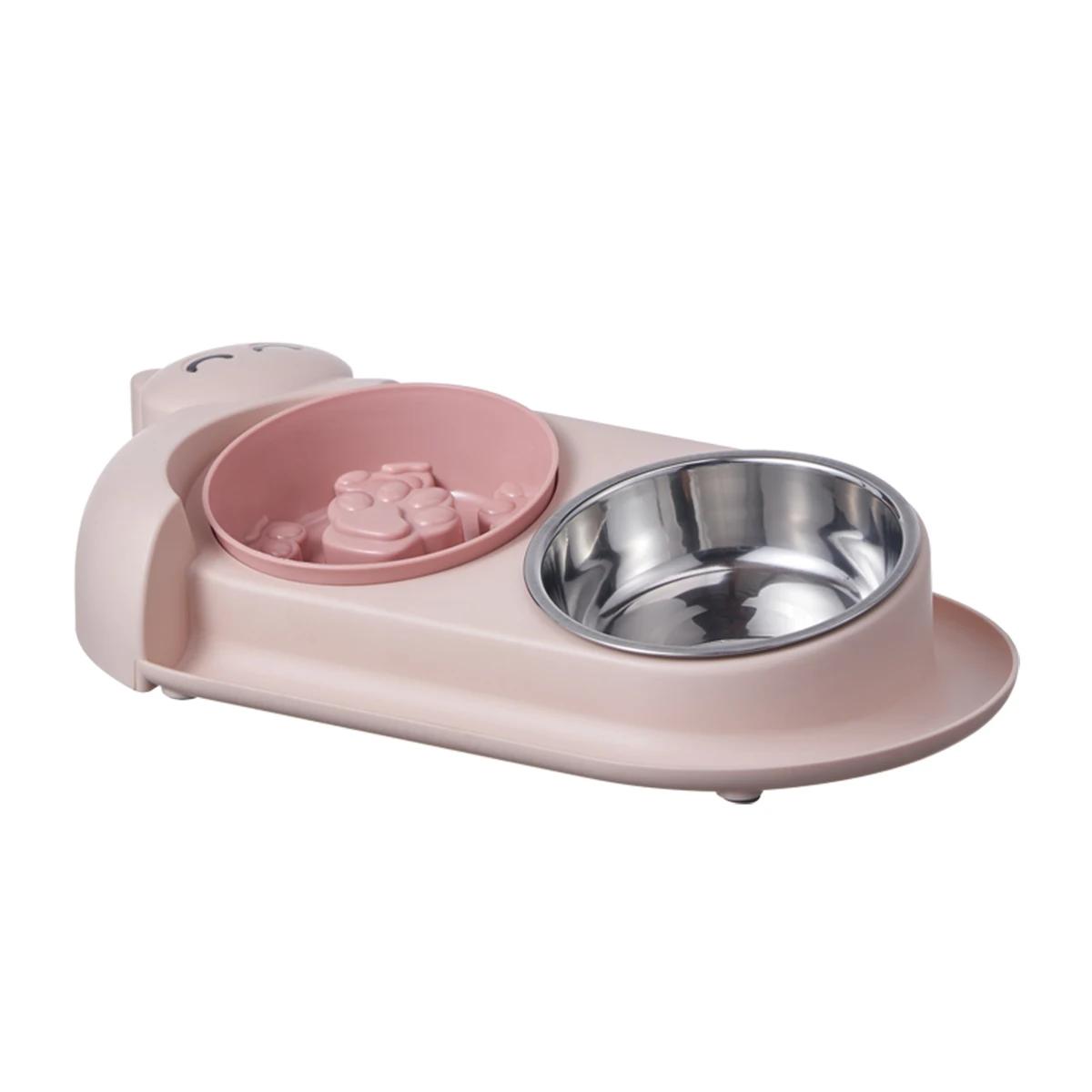 

Stainless Steel Pet Double Bowl Anti-tipping Slow Food Bowl Neck Guard Dogs and Cat Bowl Multifunctional Pet Feeding Utensils