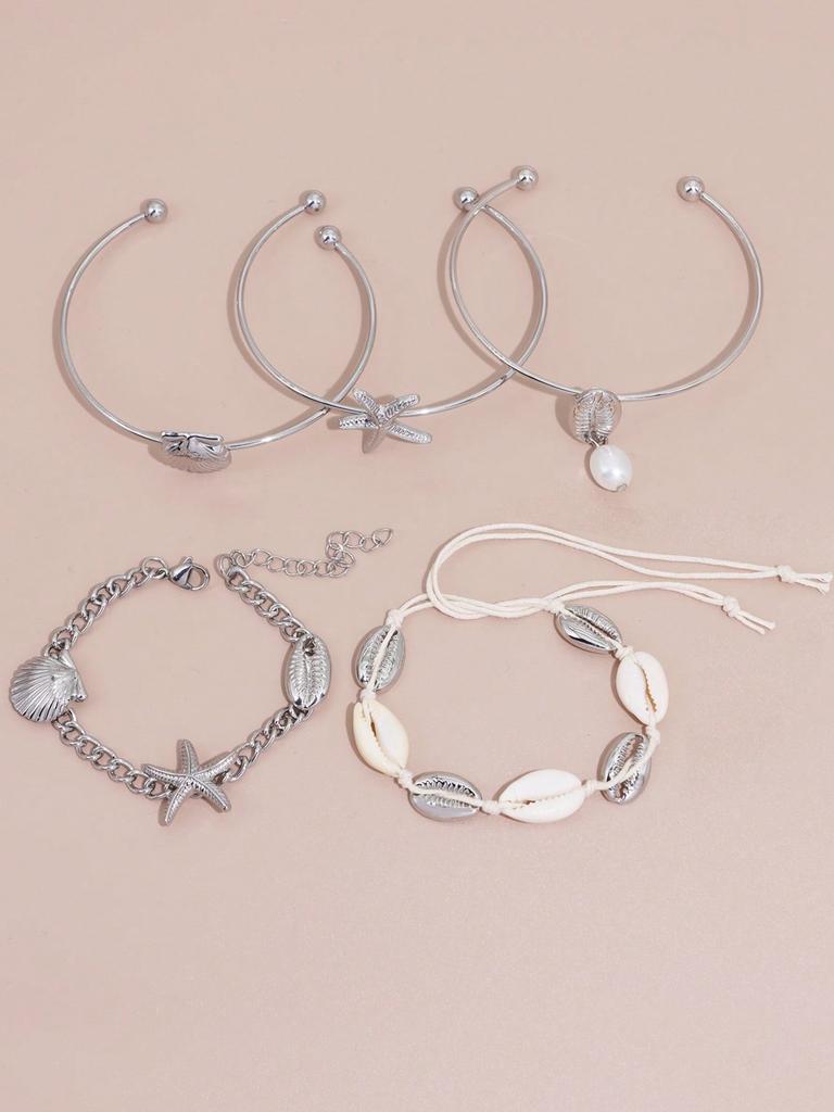 Fashion Luxury Women's Bracelet Starfish Shell Pendant Bracelet Set Beach Vacation Accessories