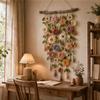 Handmade Cotton Floral Crochet Macrame Hanging Soft Artisan Wall Piece Boho Farmhouse Indoor Wall Art Ornament for Home Room